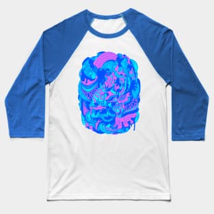 Blue Abstract Wave of Thoughts No 2 Baseball T-Shirt